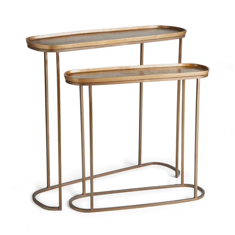 Cato Antique Brass 33.25'' Metal Console Table Set