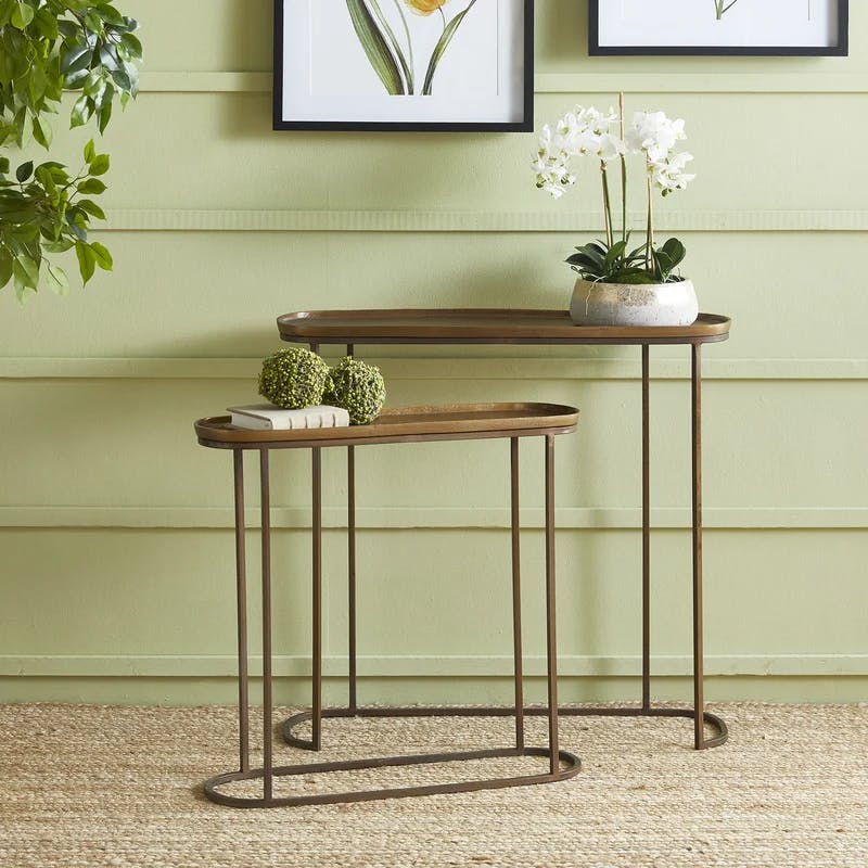 Cato Antique Brass 33.25'' Metal Console Table Set