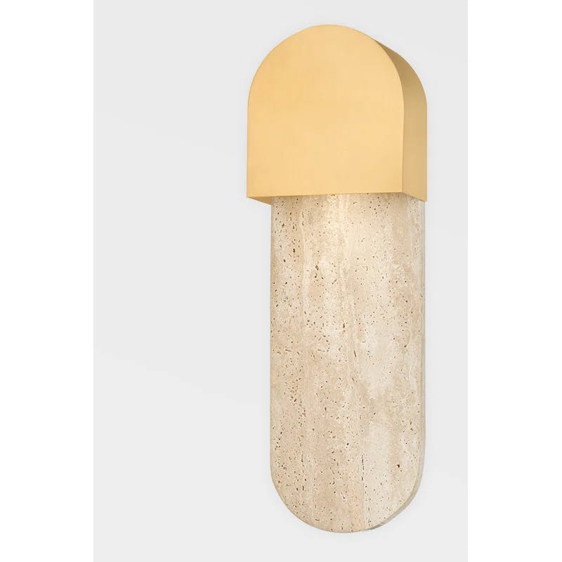Elegant Aged Brass Dimmable Wall Sconce with Gold Accents