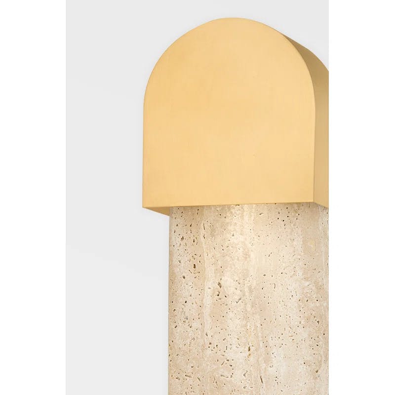 Elegant Aged Brass Dimmable Wall Sconce with Gold Accents