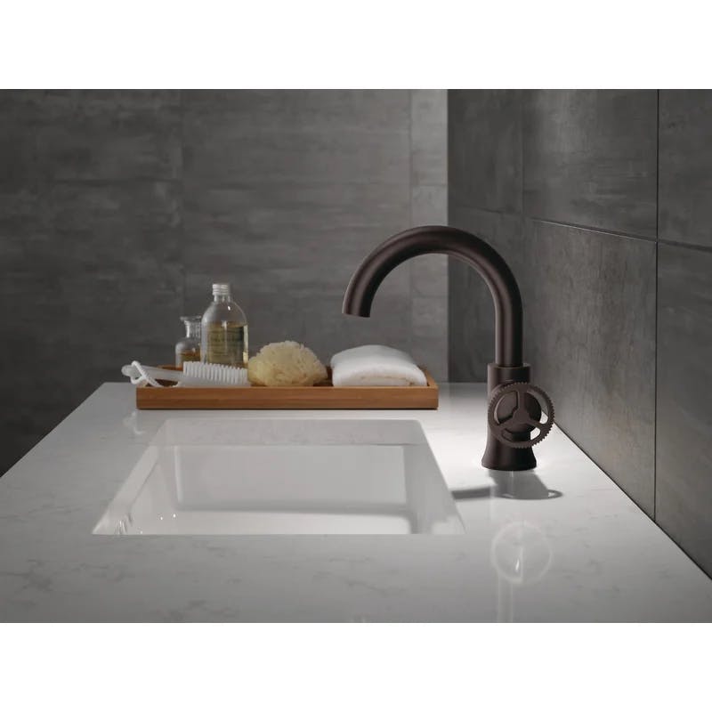Sleek Modern Venetian Bronze Single Hole Bathroom Faucet