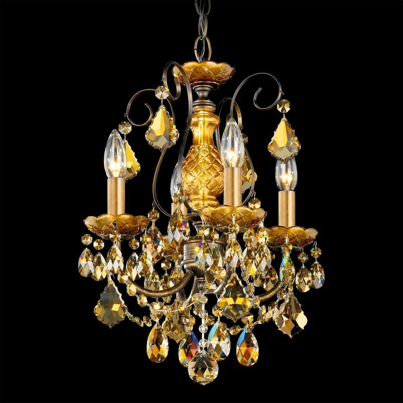 Heirloom Gold Mini 4-Light Traditional Crystal Chandelier