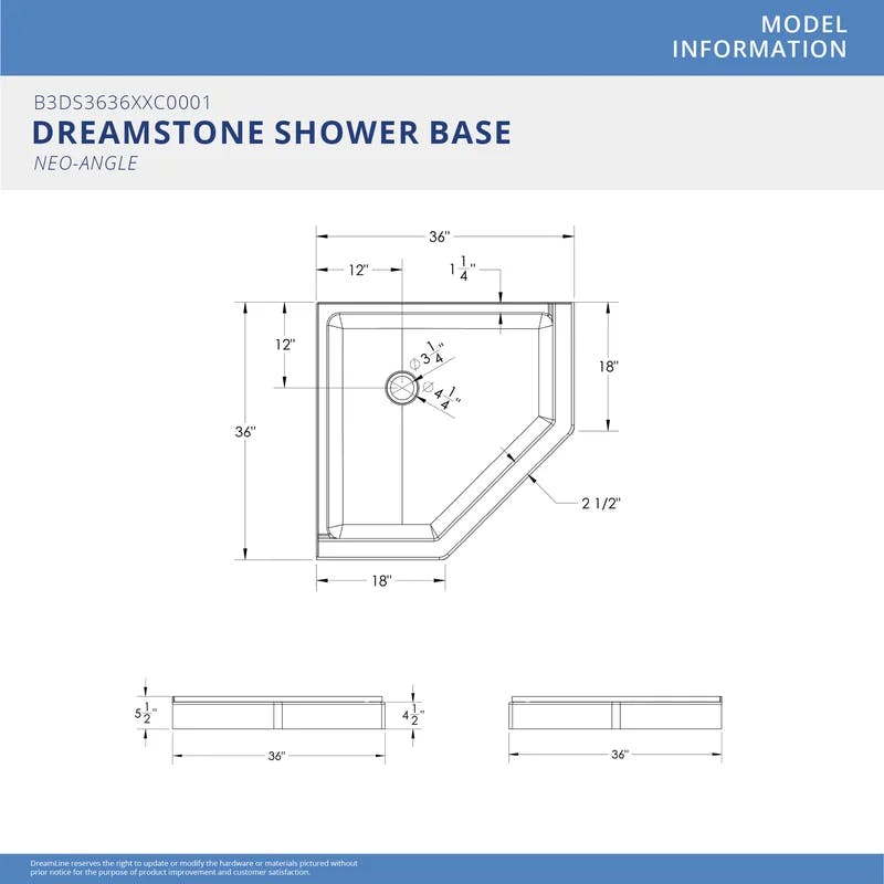 DreamStone 36" Modern Subway White Solid Surface Shower Kit