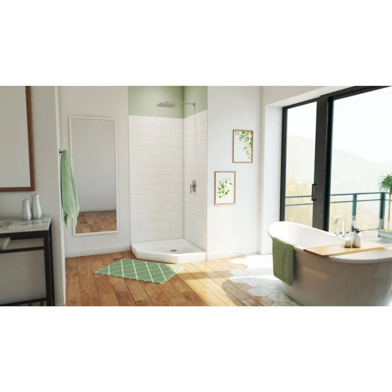 DreamStone 36" Modern Subway White Solid Surface Shower Kit