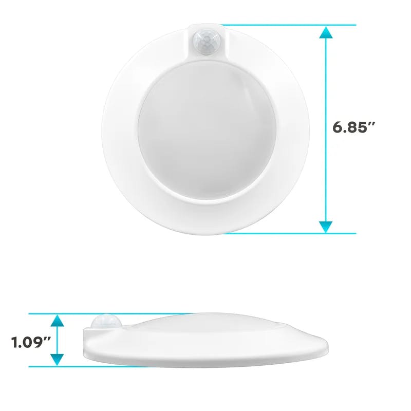 Modern Sleek White LED Motion Sensor Flush Mount Light