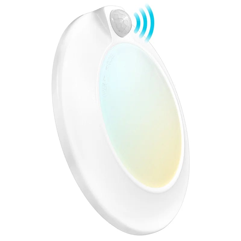 Modern Sleek White LED Motion Sensor Flush Mount Light