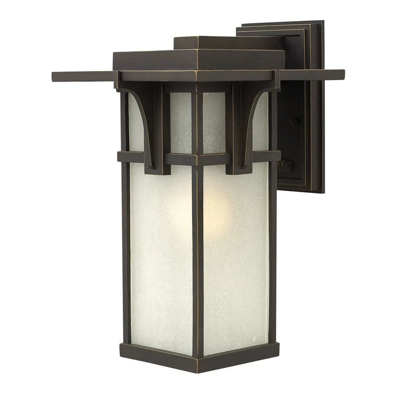 Manhattan Oil Rubbed Bronze 1-Light Outdoor Wall Sconce with Etched Seedy Glass