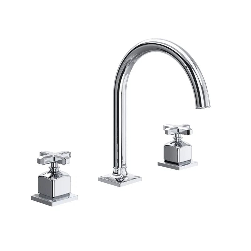 Elegant Apothecary Polished Nickel Widespread Faucet with Brass Accents