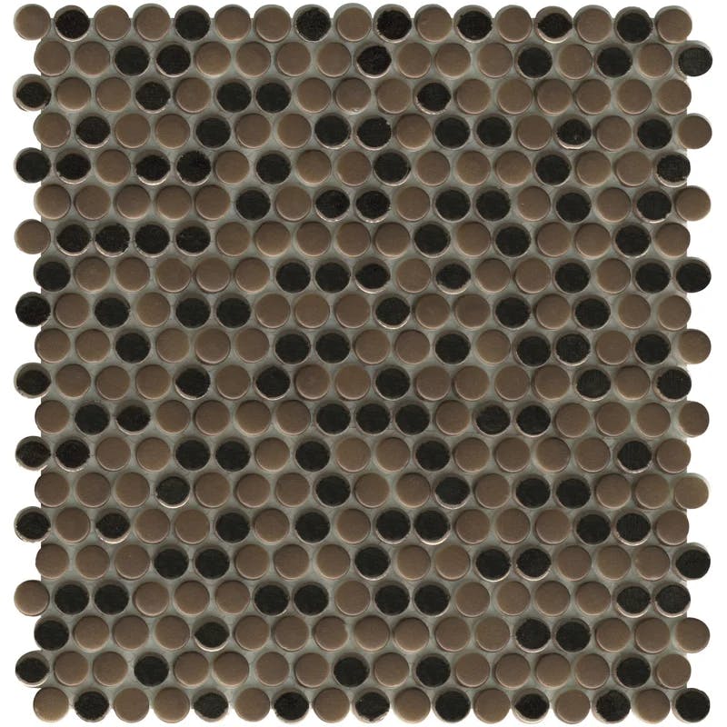 Bronze Beveled Glass Penny Round Mosaic Tile with Water Protection