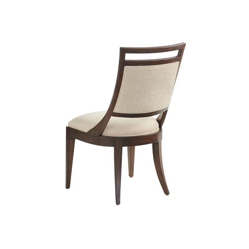 Transitional Saber-Legged Light Brown Upholstered Side Chair