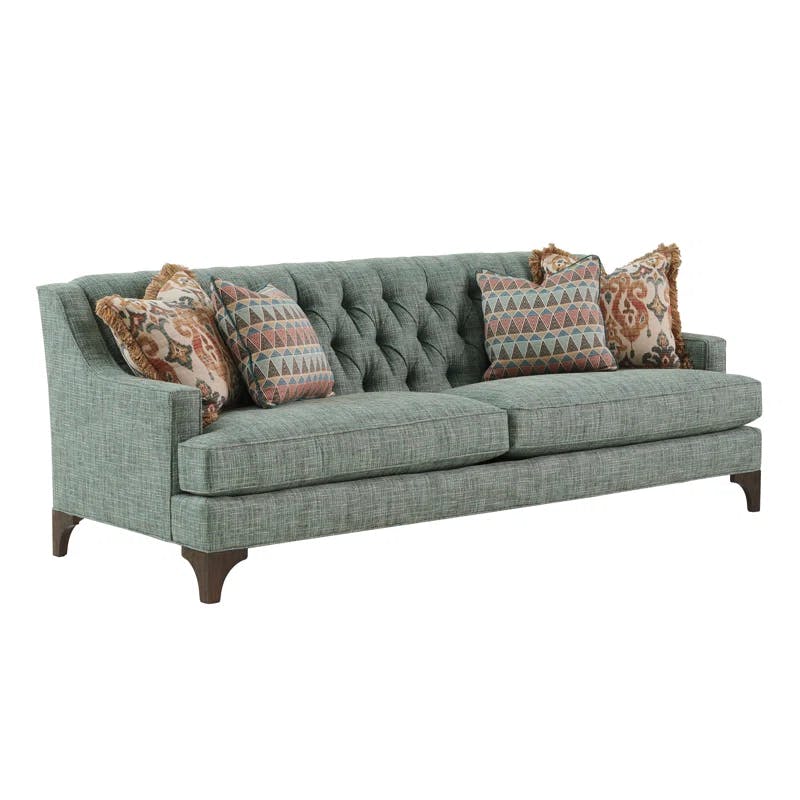 Lexington Tufted Walnut Brown Sofa with Ultra Down Fill Cushions