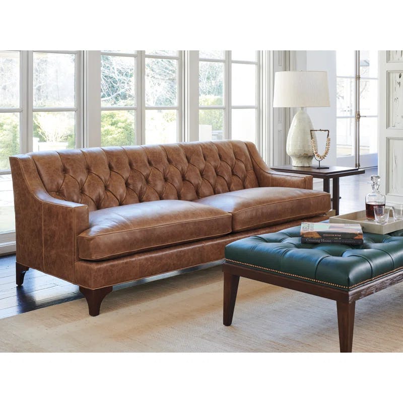 Lexington Silverado Palm Coast Tufted Leather Sofa with Down Fill