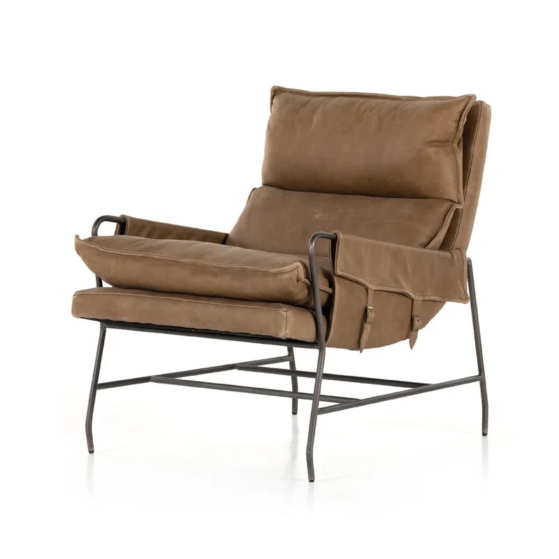 Palermo Drift Top Grain Leather Accent Chair in Brown