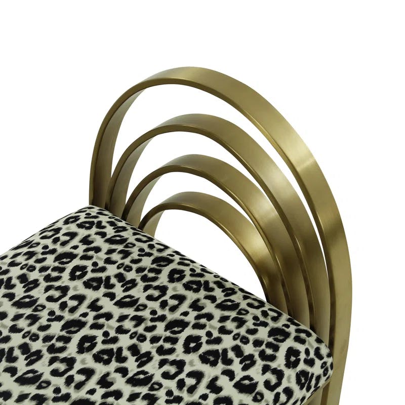Mavis Leopard Print Velvet and Gold Deco Bench