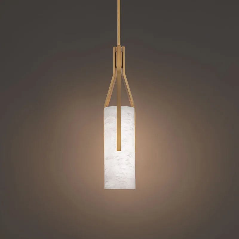 Firenze Aged Brass LED Pendant with Spanish Alabaster Shade