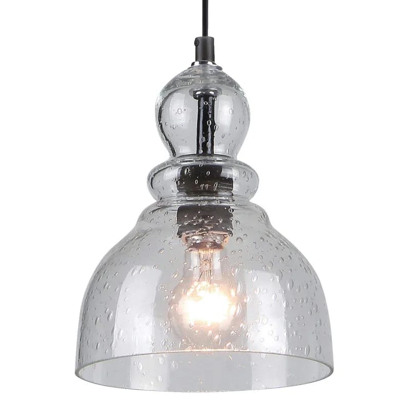 Fiona Vintage-Inspired Mini Pendant Light in Oil Rubbed Bronze with Hand-Blown Seeded Glass