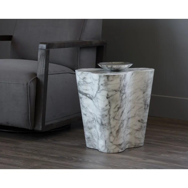 Ava Grey Marble-Finish Concrete End Table