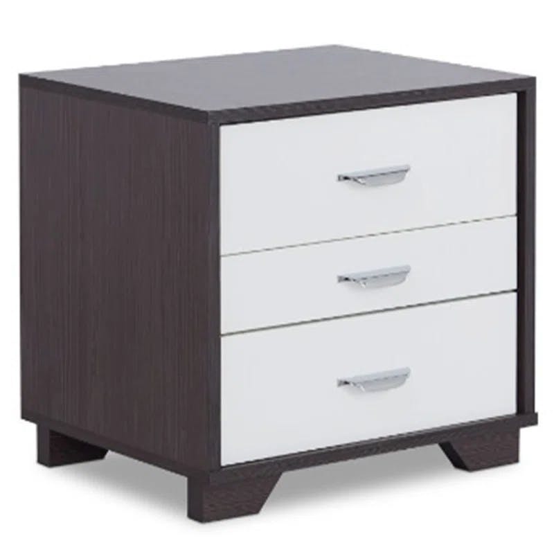 Eloy Modern Black and White 3-Drawer Nightstand