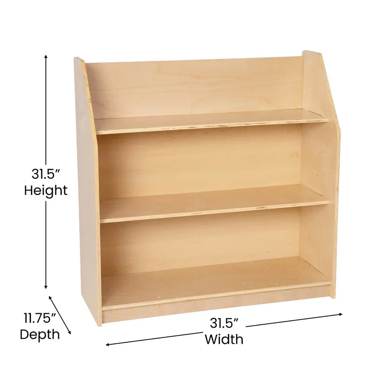 Adjustable Natural Birch 3-Tier Kid-Friendly Bookshelf
