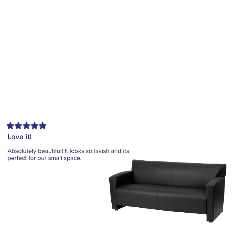 Elegant Black LeatherSoft Flared Arm Reception Sofa