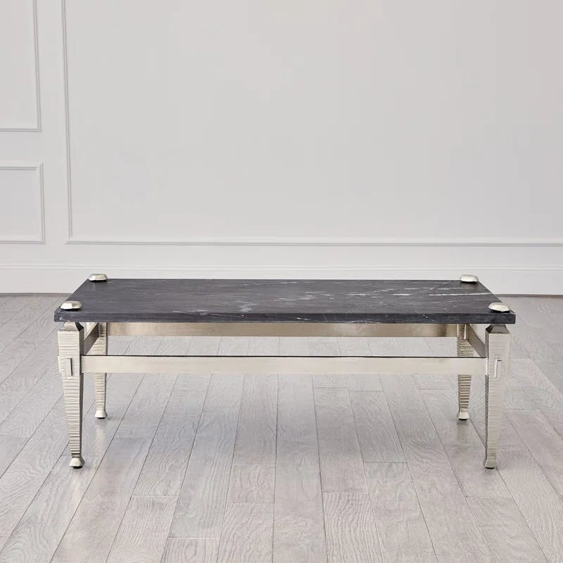 Chiseled Nickel-Plated 50" Contemporary Coffee Table