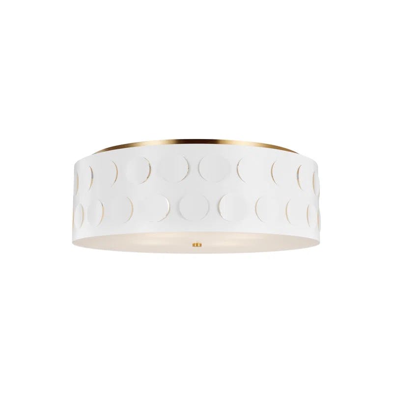 Dottie Polished Nickel Drum Flush Mount with Etched Glass Diffuser