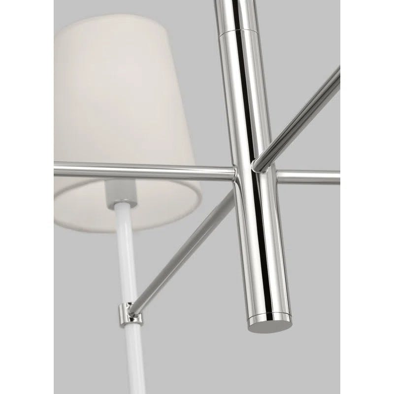 Monroe Polished Nickel 4-Light Chandelier with White Linen Shades
