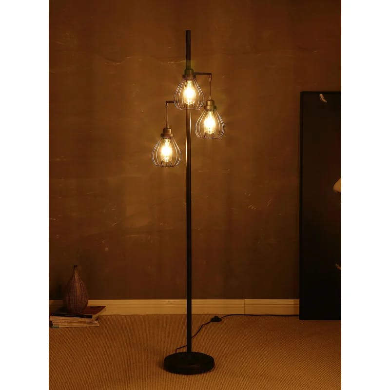 Edison Inspired Multi-Head 68" Black LED Floor Lamp