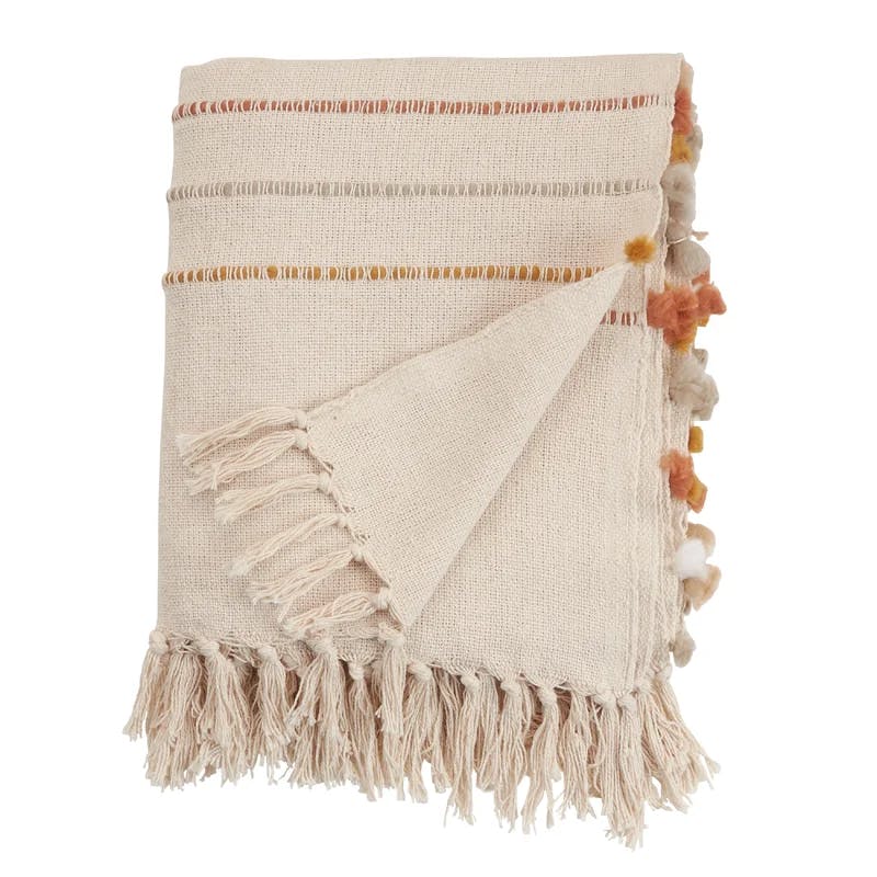 Subtle Striped 50"x60" Reversible Cotton-Acrylic Throw Blanket