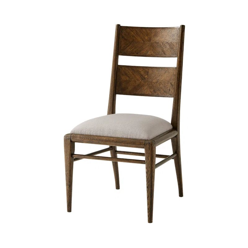Dusk Linen Upholstered Side Chair with Traditional Wood Frame