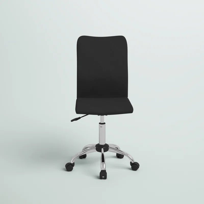 Sleek Modern Swivel Task Chair in Black with Chrome Base