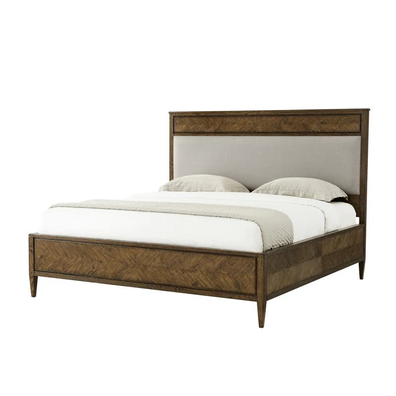 Nova Dusk King Upholstered Bed with Starburst Oak Frame