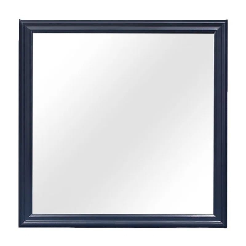 Charlie Blue Square 38" Wood Frame Wall Mirror