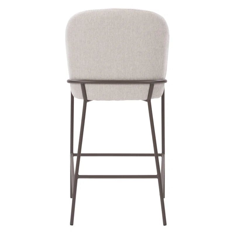 Blakeley 28'' Light Gray Twill Counter Stool with Iron Legs