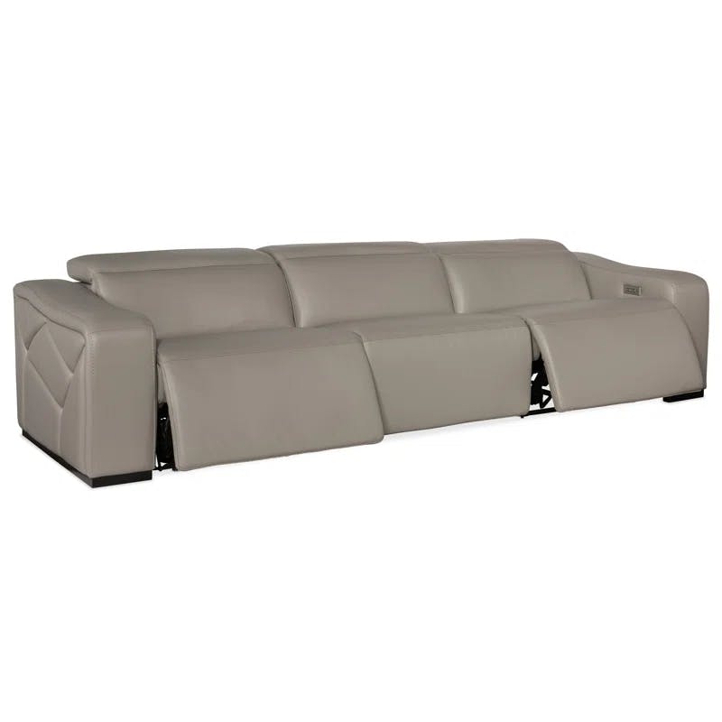 Opal 3-Piece Gray Genuine Leather Sectional with Power Recline & USB