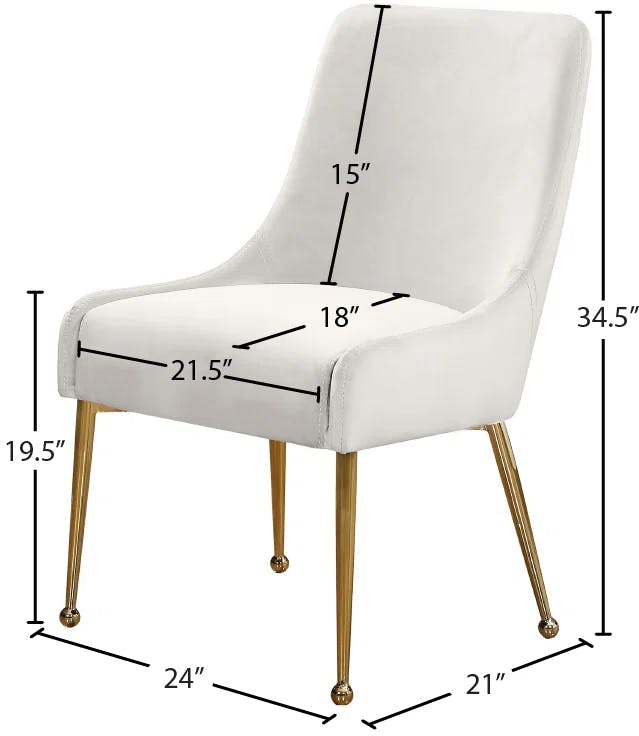 Elegant Owen Cream Velvet & Gold Leg Dining Chair