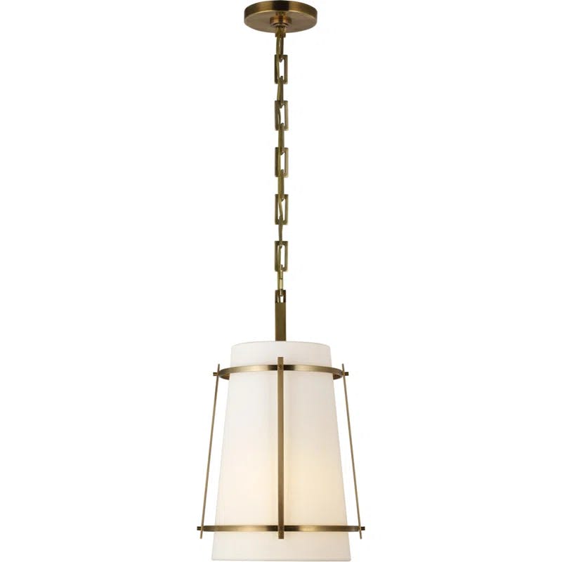 Callaway Modern Industrial Cage Pendant Light in Hand-Rubbed Antique Brass