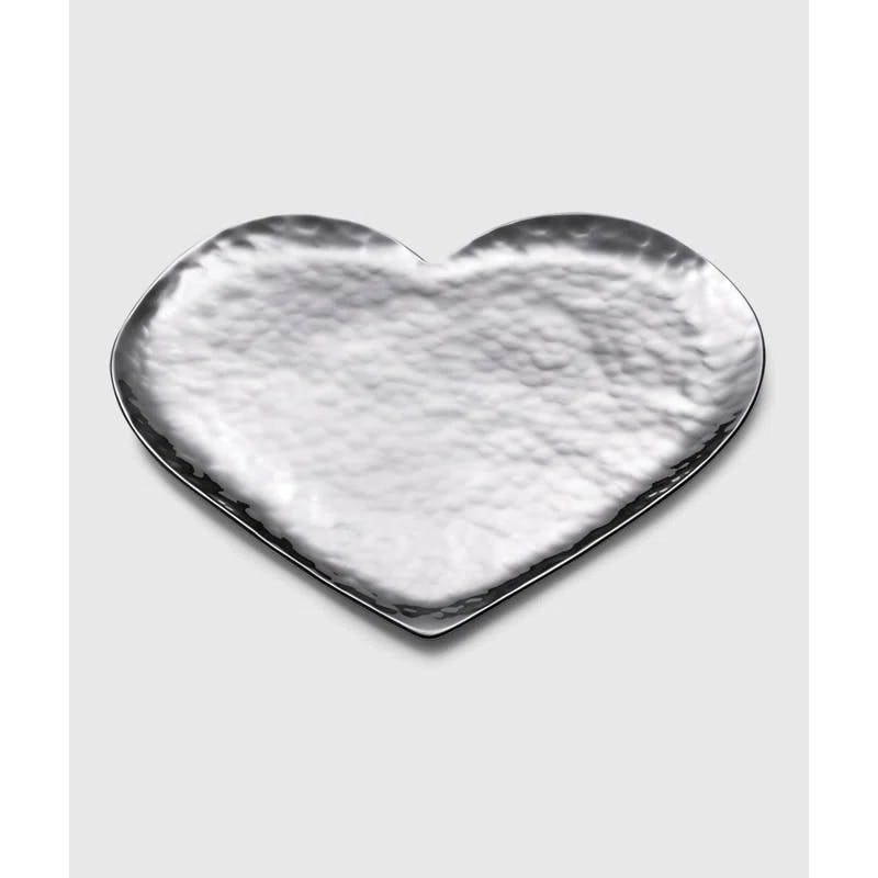Amore Heart-Shaped Handcrafted Stainless Steel Decorative Tray