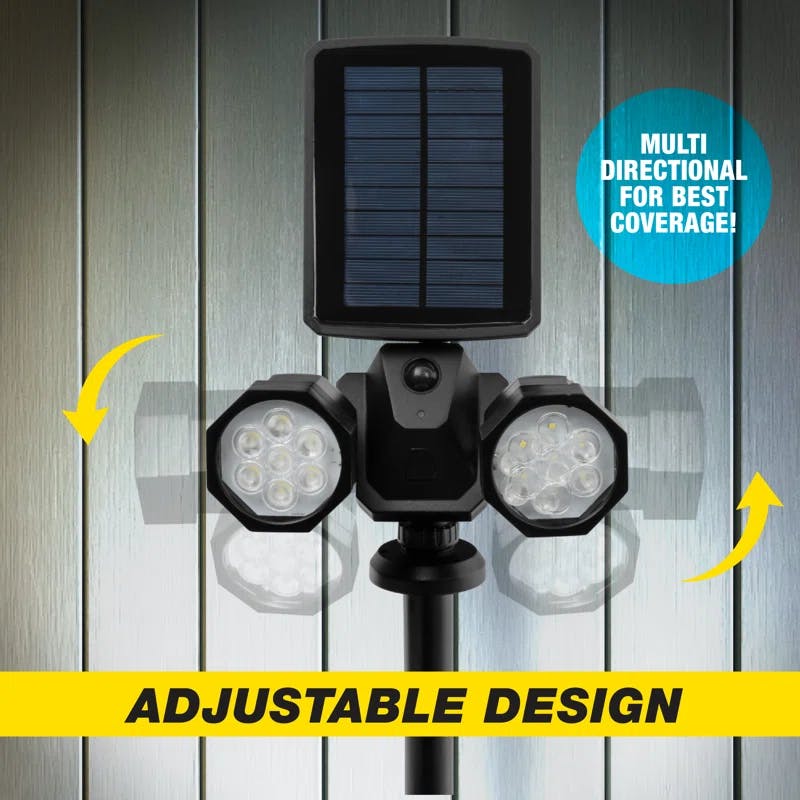Dual Motion-Sensing Solar LED Black Spotlight, 500 Lumens Outdoor
