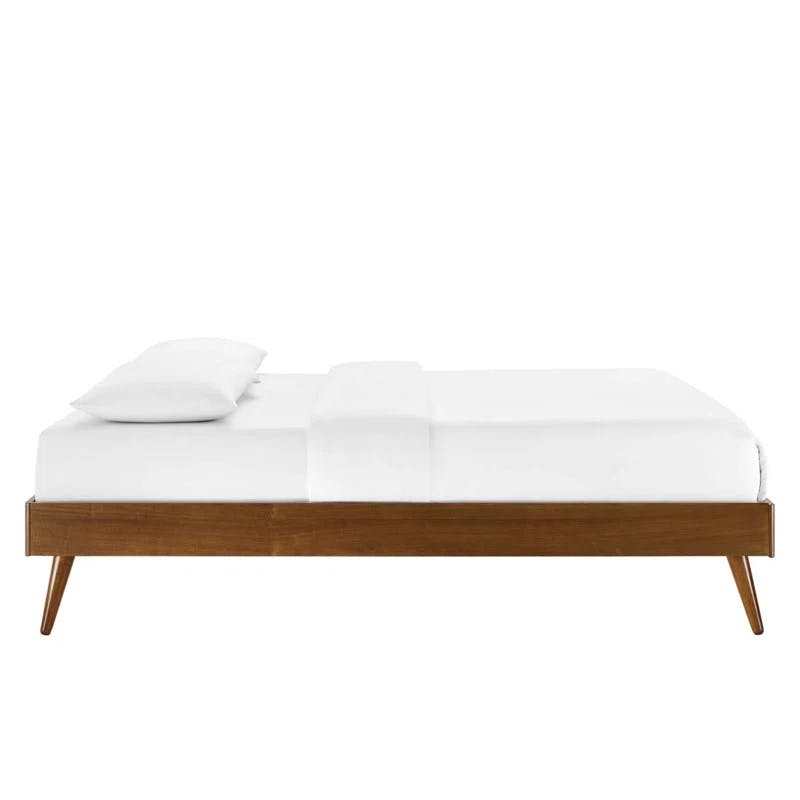 Margo Mid-Century Walnut Full Platform Bed with Headboard