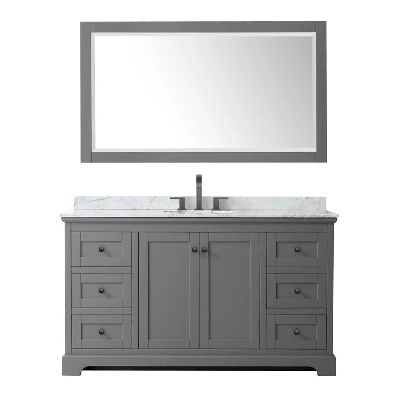 Avery 60'' Dark Blue Single Bathroom Vanity with White Carrara Marble Top