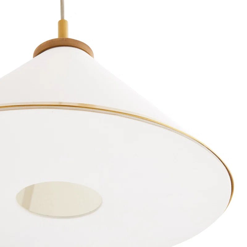 Norfolk White Linen and Antique Brass Adjustable Pendant Light