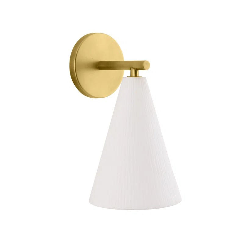 Oakland 11" White Porcelain & Antique Brass Dimmable Wall Sconce