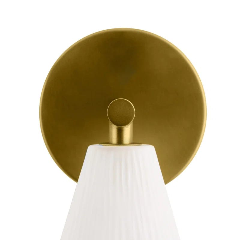 Oakland 11" White Porcelain & Antique Brass Dimmable Wall Sconce