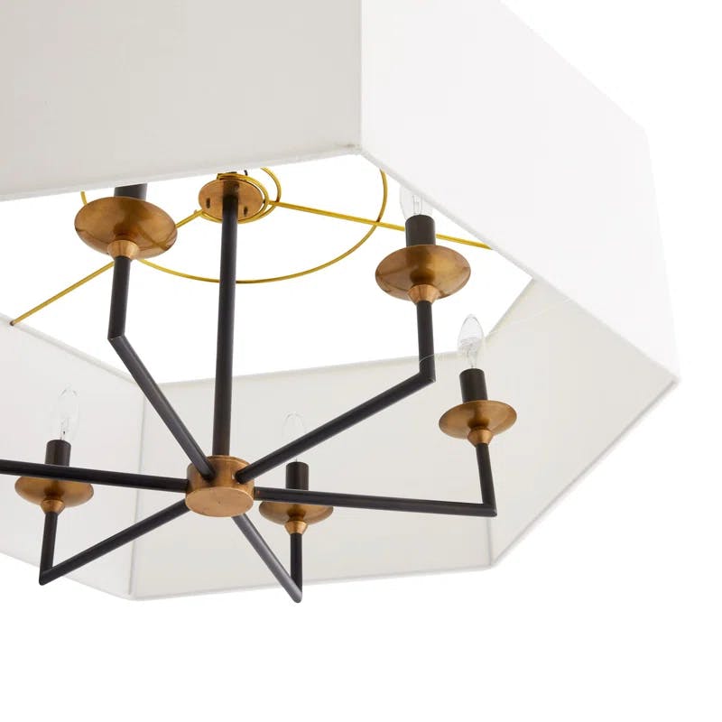 Oxford Transitional Bronze 6-Light Chandelier with Hexagonal Drum Shade