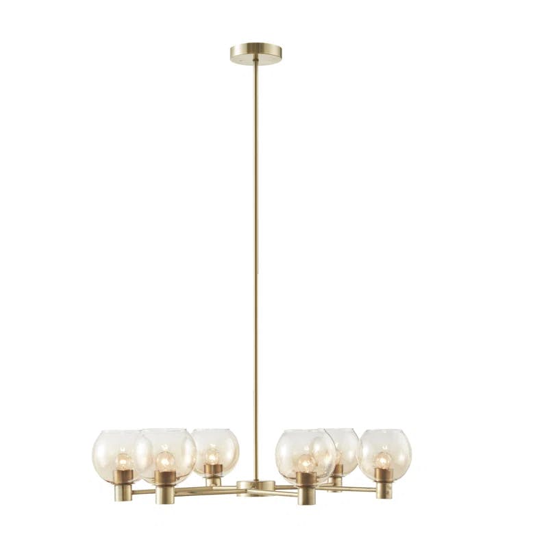 Blaire 6-Light Antique Brass Chandelier with Ombre Amber Glass Globes