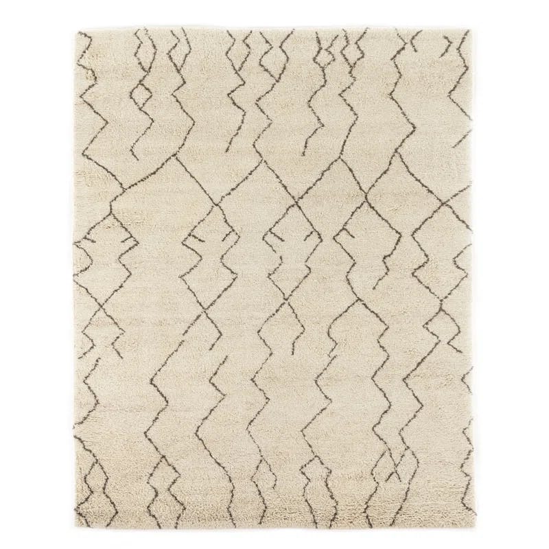 Arwen Taza Black Wool-Cotton Hand-Knotted 8' x 10' Rug
