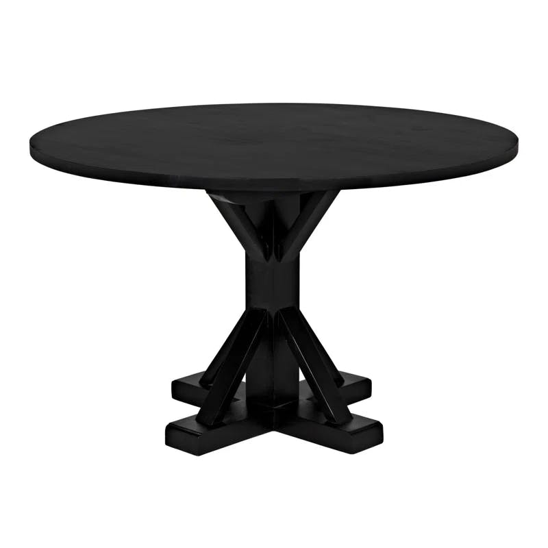 Noir 48" Contemporary Mid-Century Modern Round Solid Wood Dining Table