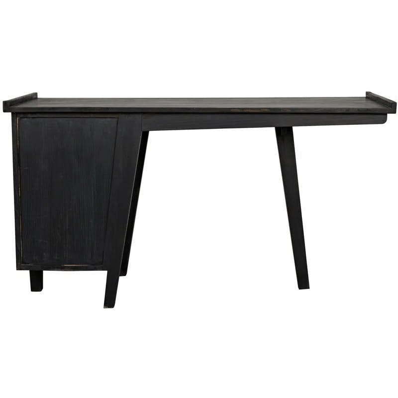 Noir Kennedy Charcoal Black Wood Desk with Drawer 56.5''