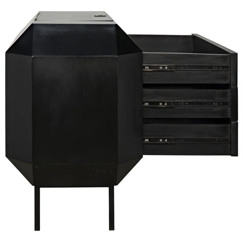 Rhiana Vintage-Inspired Hand-Rubbed Black Mahogany Accent Chest